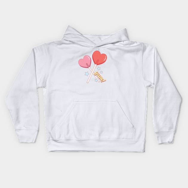 Valentine's Day Lollipop Design Kids Hoodie by Kahlenbecke